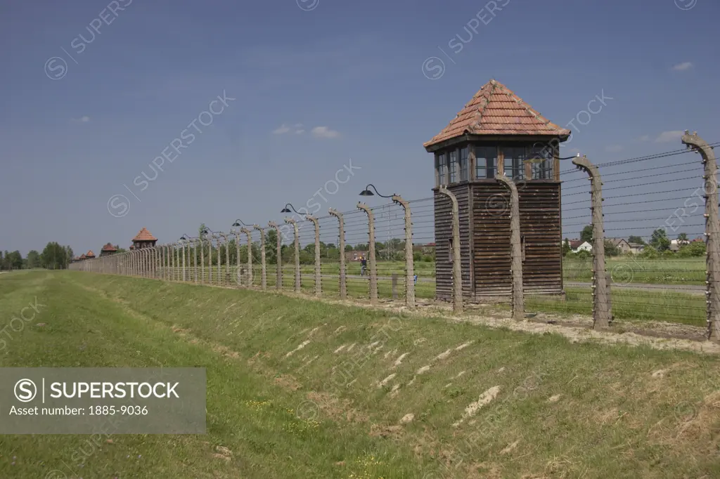 Poland, , Oswiecim, Birkenau.  Lookout towers.