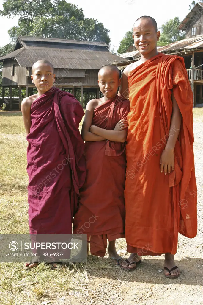 Burma, , General - people, A group of three monks