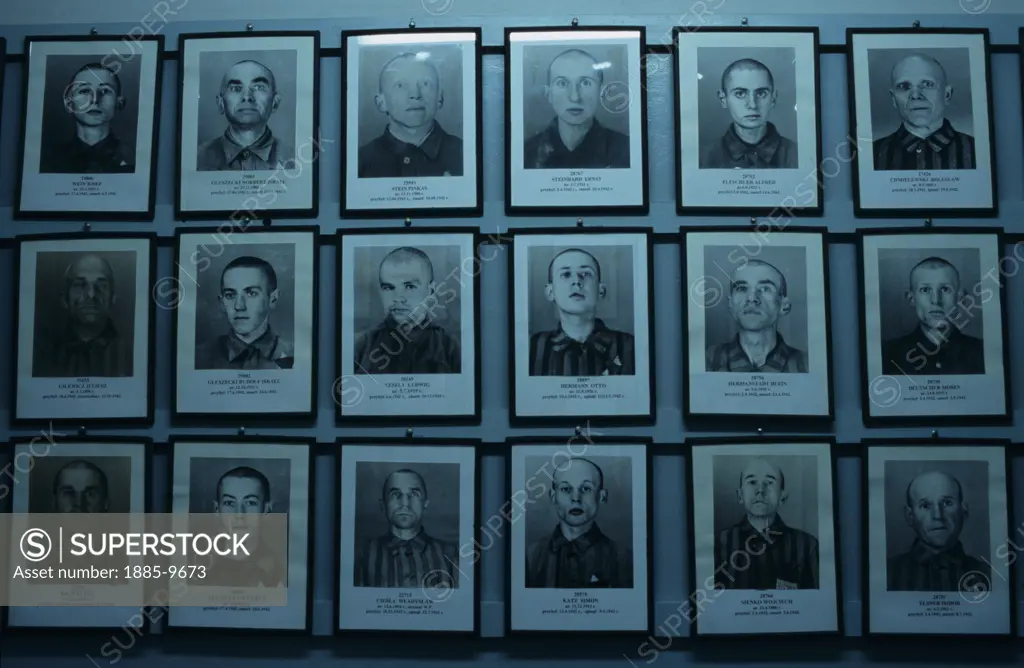 Poland, , Oswiecim, Auschwitz - Birkenau concentration camp - photographs of  victims