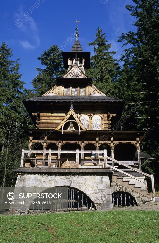 Poland, , Zakopane, Wooden chapel of Jaszcurowka in Tatra Mountains