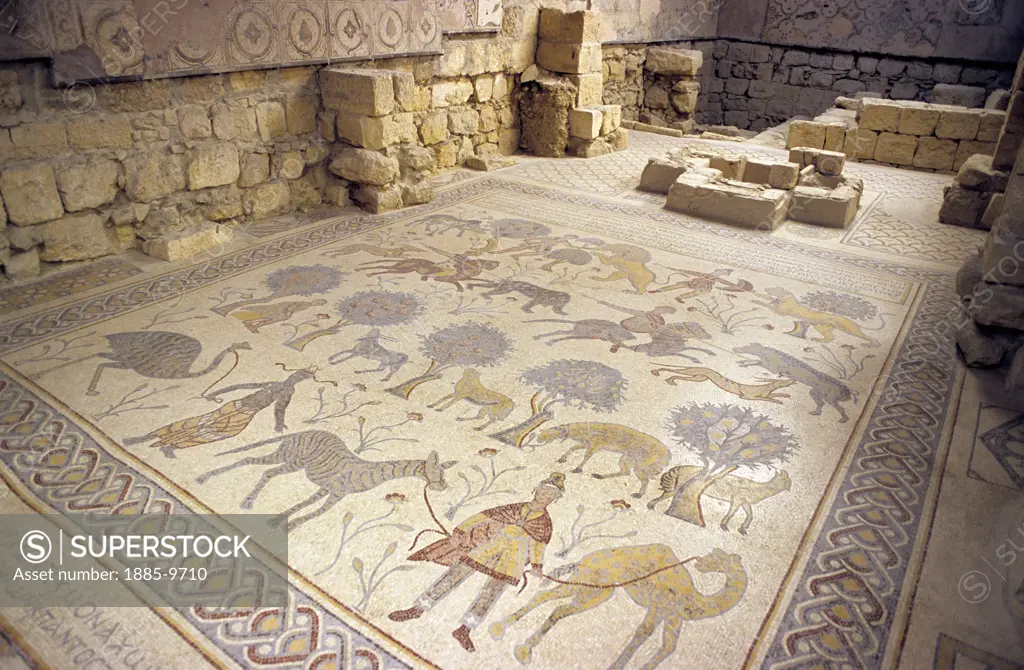 Jordan, , Mount Nebo, Roman mosaics showing hunting scenes and animals