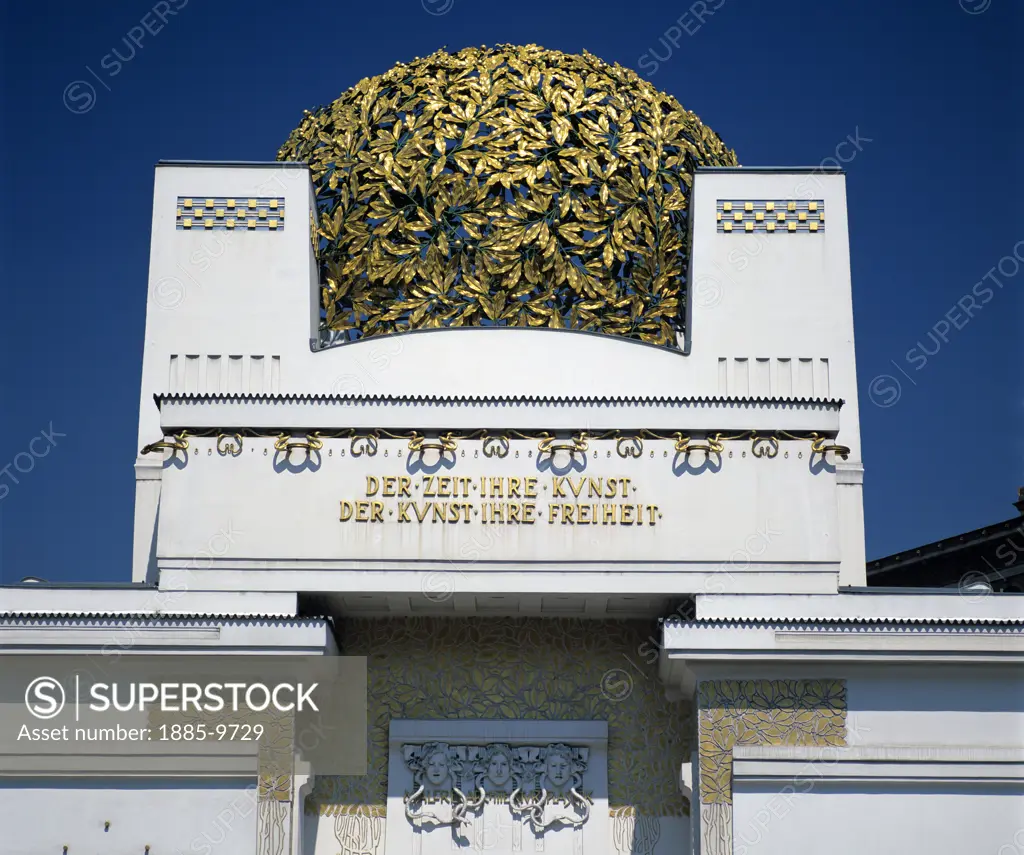 Austria, , Vienna, Secession Building - Art Gallery with gilded dome and famous motto