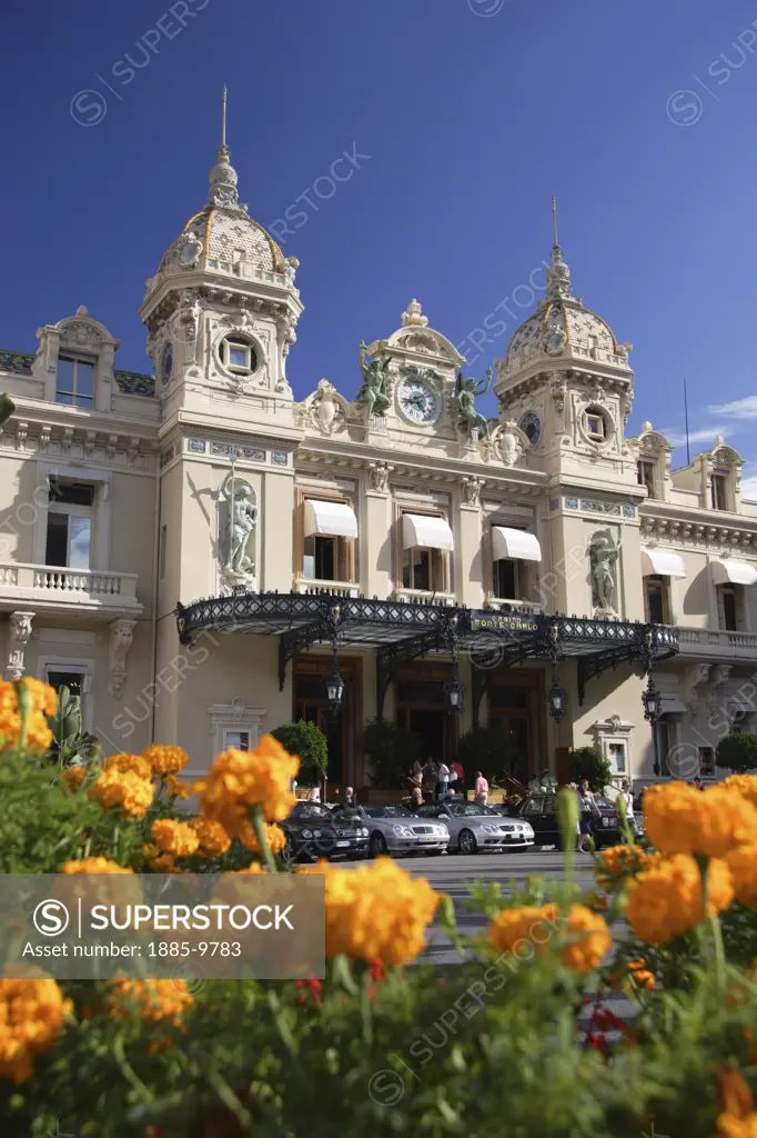 Monaco, Cote d'Azur, Monte Carlo, Casino and flowers