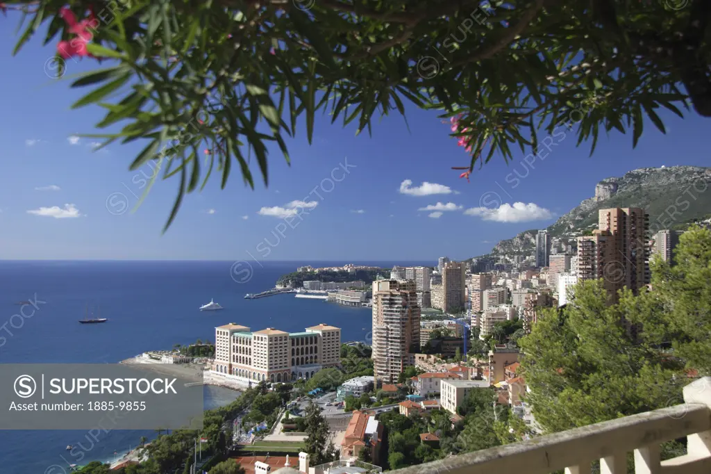 Monaco, Cote d'Azur, Monte Carlo, Panoramic view of the Principality 