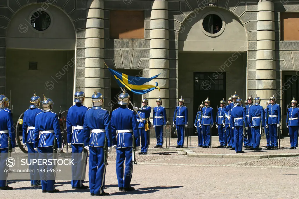 Sweden, , Stockholm, Royal palace - changing of the guard