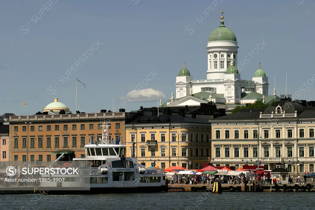 Finland, , Helsinki, Lutheran cathedral and harbour