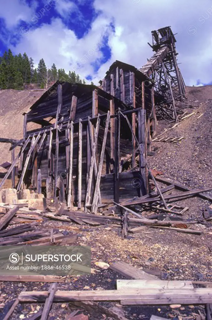 Old, abandoned silver mine, Neihart, Montana, USA.