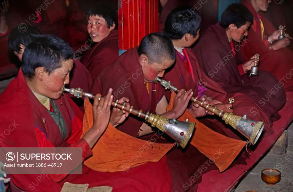 NUNS PLAY INSTRUMENTS at TERDROM NUNNERY which was founded by YESHE TSOGYEL in the 770's AD) - TIBET