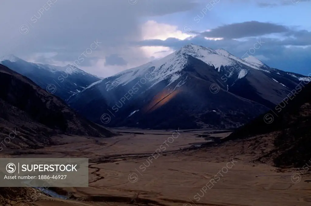 The RIVER VALLEY below Drigung Monastery sits above 14,000 feet on the TIBETAN PLATAU - CENTRAL TIBET
