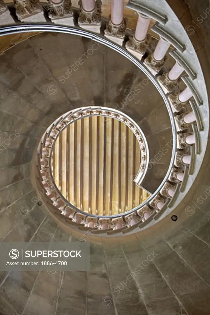 Spiral stone staircase of Mumbai University convocation hall built in Gothic style of architecture ; Bombay Mumbai ; Maharashtra ; India