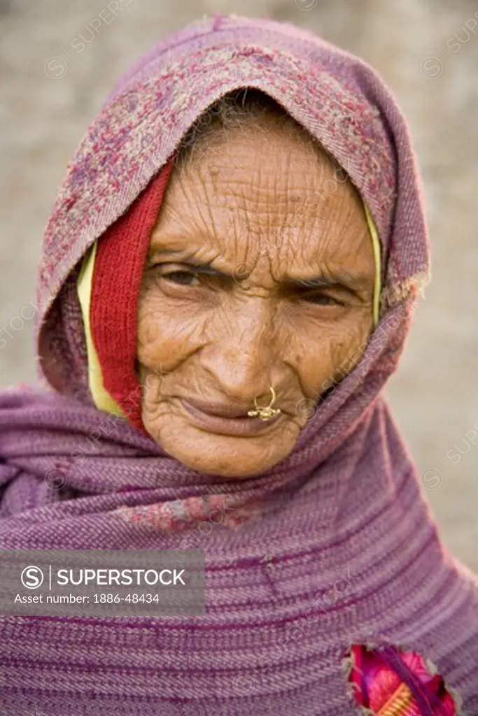 Old rural woman ; semi urban village Dilwara ; Udaipur ; Rajasthan ; India