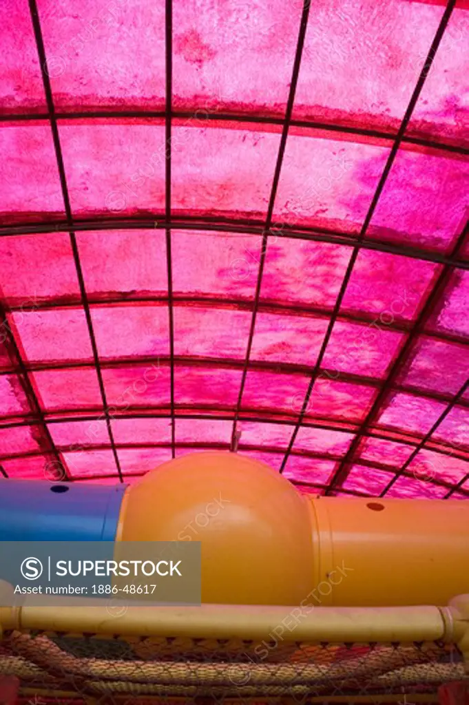 Pink color roof in Amusement park Tikuji ni wadi ; Bombay Mumbai ; Maharashtra ; India