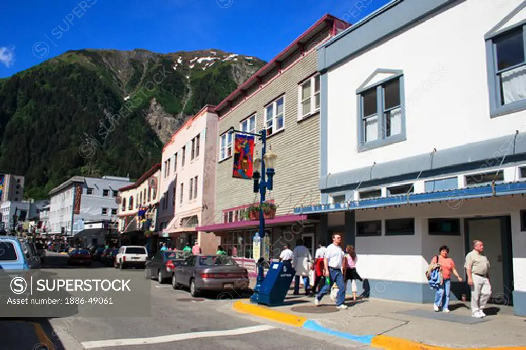 Downtown street ; Juneau; Alaska ; U.S.A. United States of America