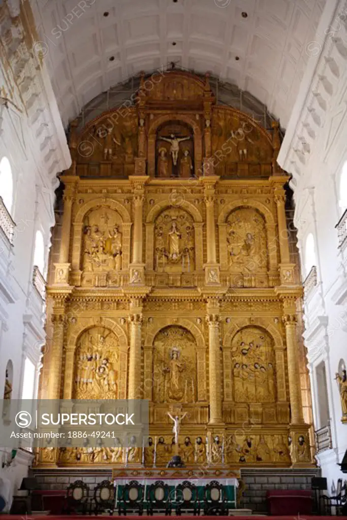 Main Altar ; Se Cathedral ;  Church Built In 1528 A.D. ; UNESCO World Heritage Site ; Old Goa ; Velha Goa ; India