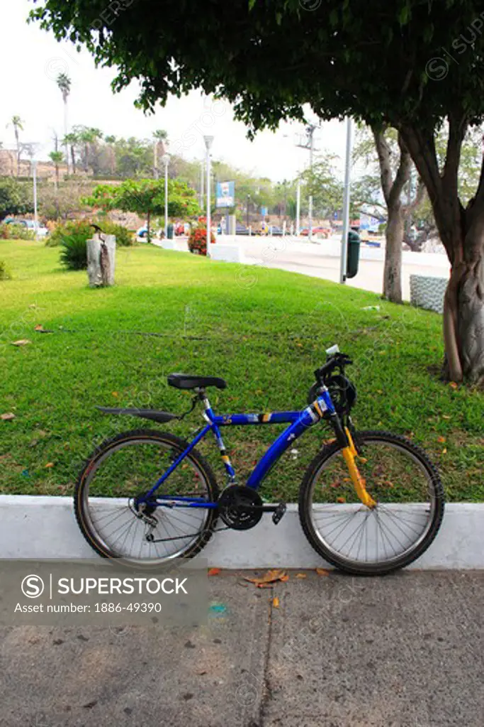 Bicycle standing at lawn ; Acapulco ; Mexico