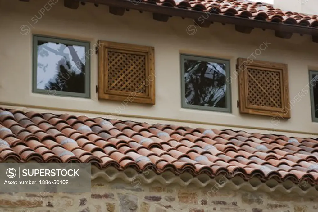 WOODEN WINDOW SHUTTERS and SPANISH STYLE TILE ROOF - CALIFORNIA LUXURY HOME