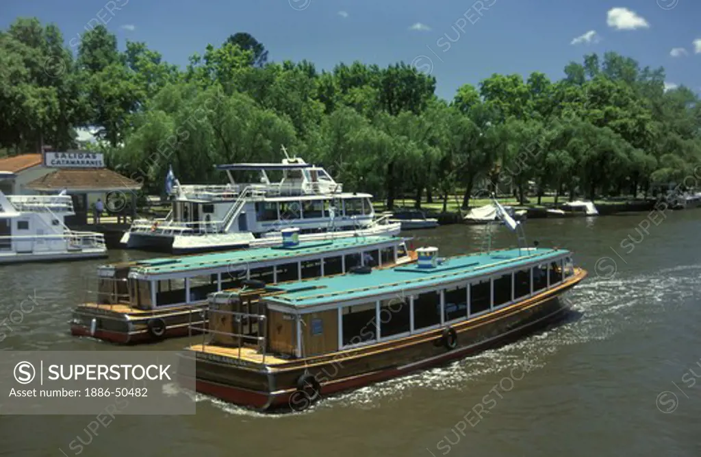 RIVER BOATS are used for transport in TIGRE a resort area in the DELTA DEL PARANA near BUENOS AIRES, ARGENTINA