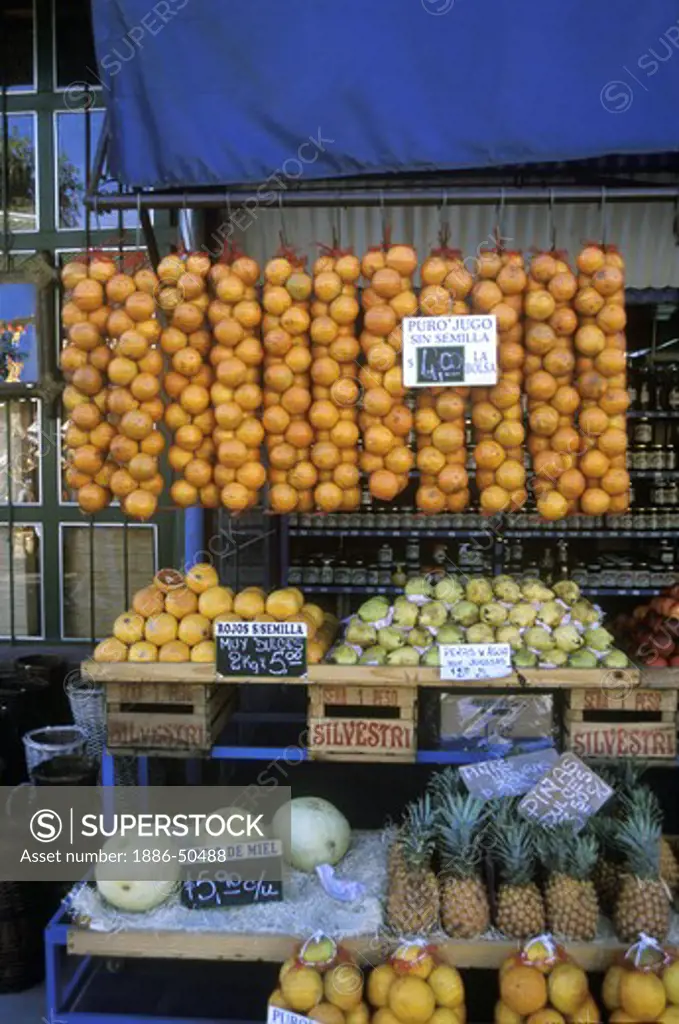 ORANGES, PEARS & PINNAPLES at PUERTO DE FRUTOS MARKET in TIGRE a resort area outside of BUENOS AIRES, ARGENTINA