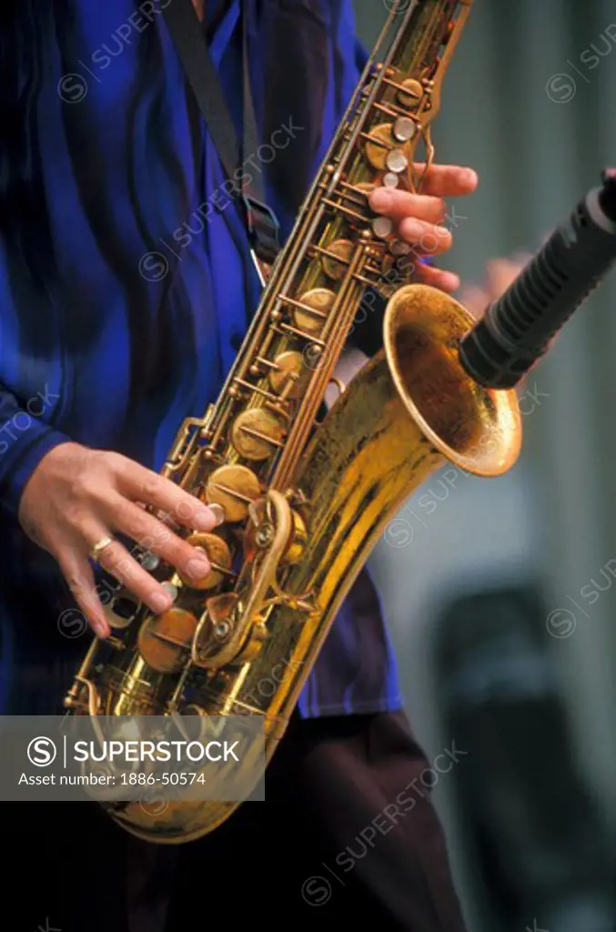 TERRY HANCK sings and plays the saxophone at the MONTEREY BAY BLUES FESTIVAL