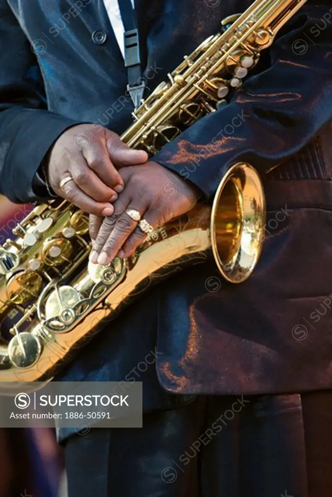 SAXOPHONE played by Julien Vaught with the J C SMITH BAND at the MONTEREY BAY BLUES FESTIVAL - MONTEREY, CALIFORNIA