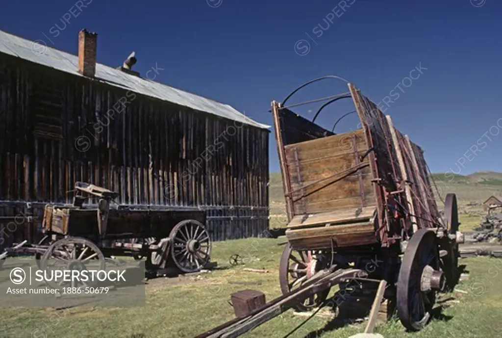 OLD WAGONS at BODIE STATE historic PARK, the Nations best preserved GOLD MINING TOWN