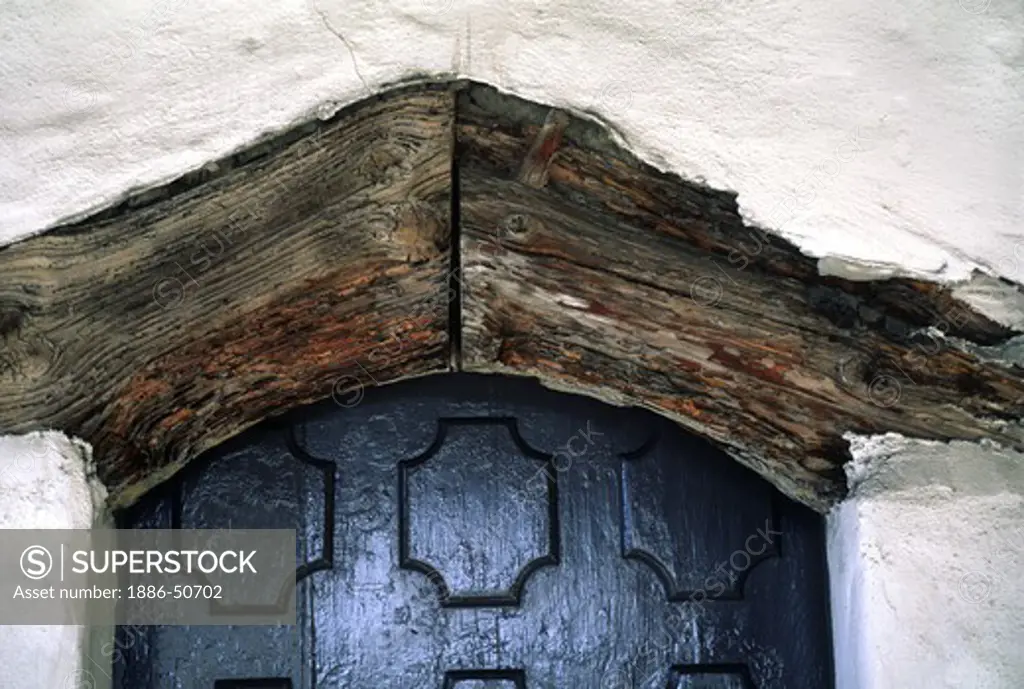 Doorway of MISSION SAN LUIS OBISPO, one of the 21 California Missions founded by FATHER JUNIPERO SERRA