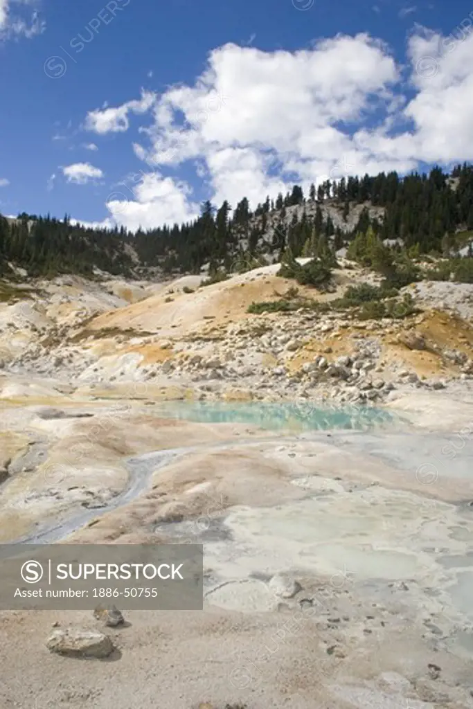 Geothermal activity creates sulphur hot pools at BUMPASS HELL in LASSEN NATIONAL PARK -  CALIFORNIA
