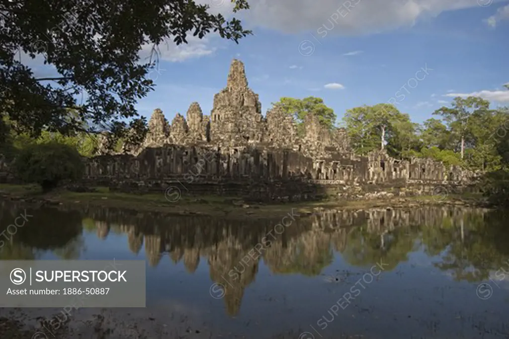 The Bayon at Angkor Thom, the largest Khmer city ever built was the state temple of Jayavarman VII and is  a part of the Angkor Wat complex  -  Siem Reap, Cambodia