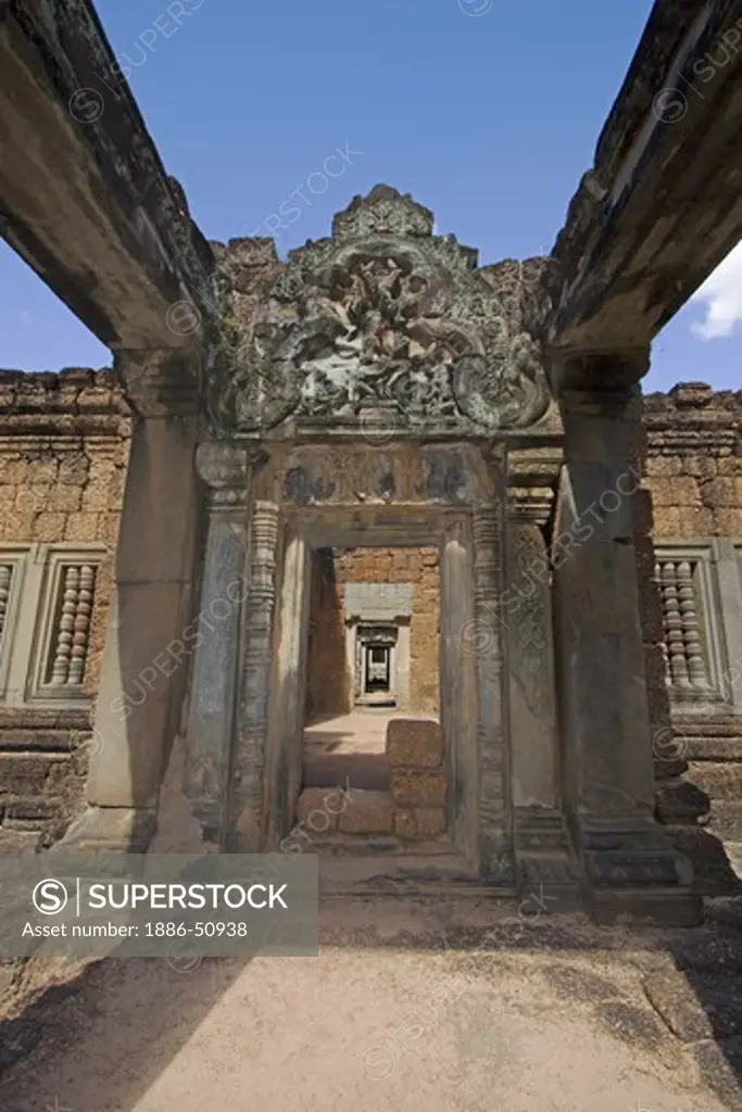 The Khmer ruins of East Mebon, built of laterite and sandstone by Rajendravarman in the10th century - Angkor Wat, Siem Reap, Cambodia