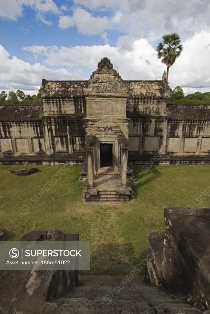 Central gate of the North Gopura at the ancient ruins of  Angkor Wat, built in the 11th century by Suryavarman the 2nd,  -  Cambodia