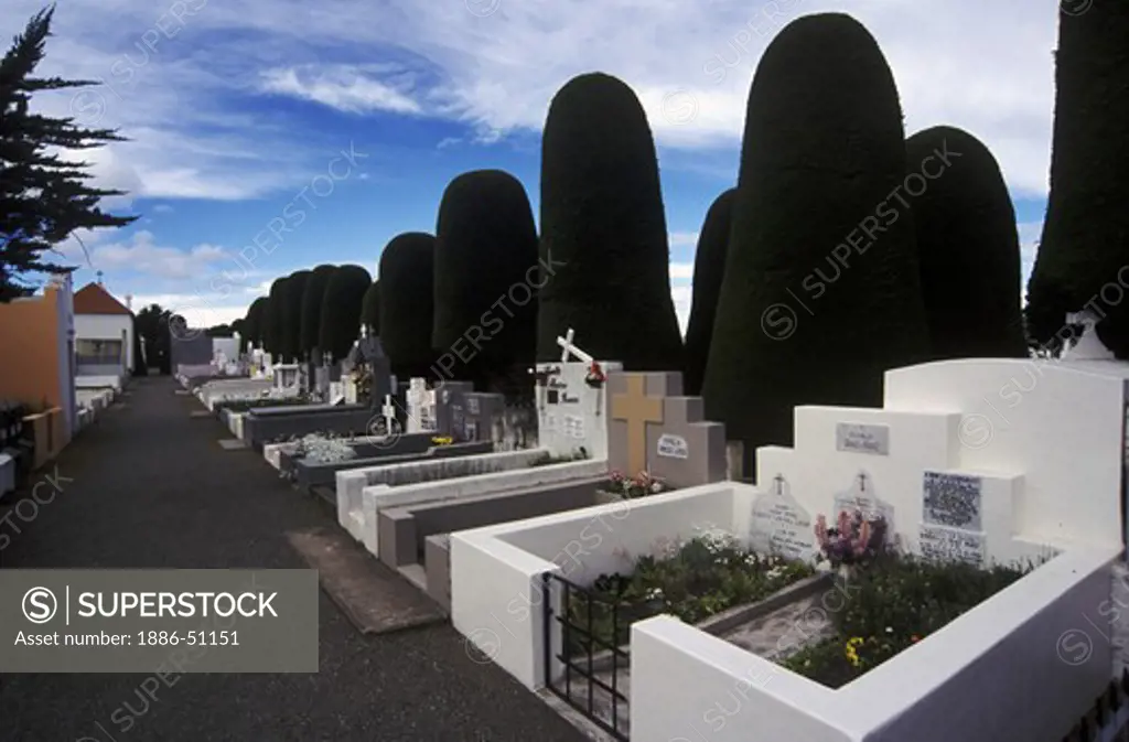 MUNICIPAL CEMETERY where the wealthy have elaborate tombs in PUNTA ARENAS on the STRAIT OF MAGELLAN - CHILE