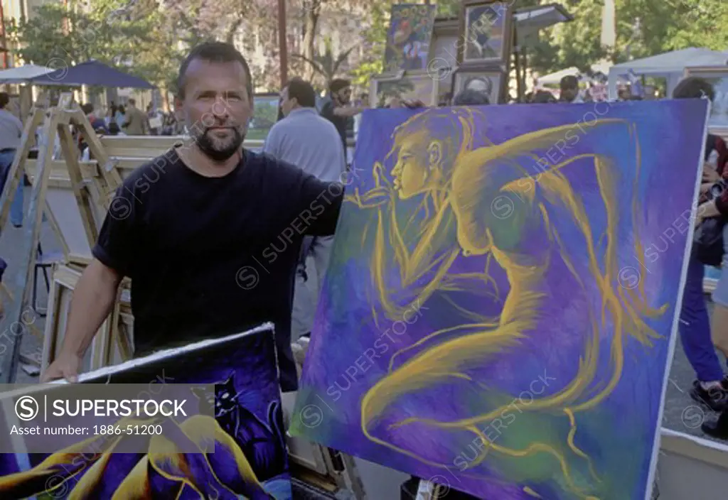 ARTISTS display their painting in the PLAZA DE ARMAS - SANTIAGO, CHILE