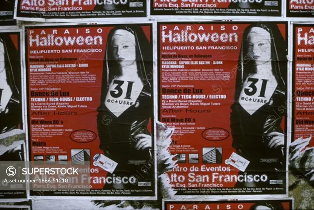 POSTER of HALOWEEN PARTY with NUN - SANTIAGO, CHILE