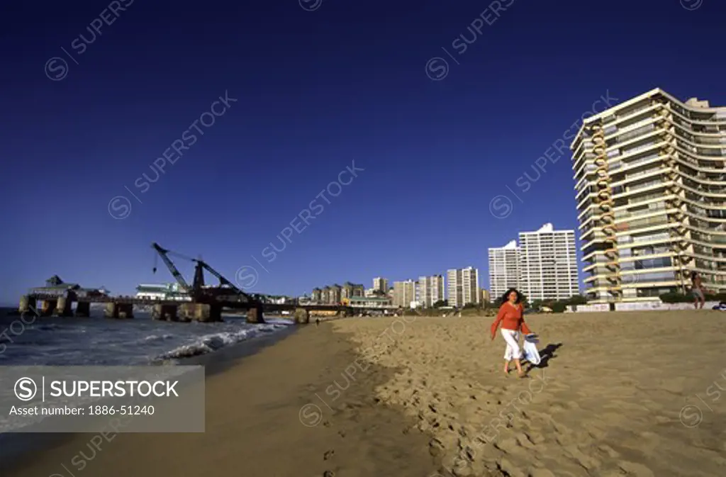 BEACH, PIER and high rises describe Chile's prime beach resort town - VINA DEL MAR, CHILE