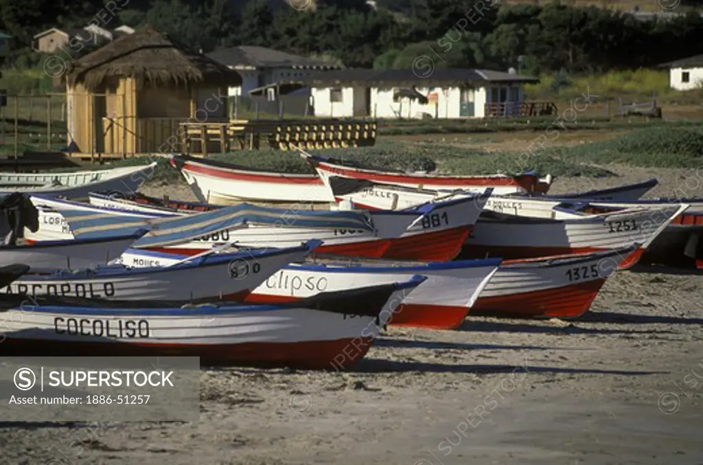 FISHING BOATS of LOS MOLLES, a beach community north of Valparaiso - CHILE