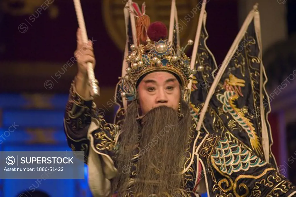Male star in full costume at Chinese Opera - Chengdu, China in Sichuan Province