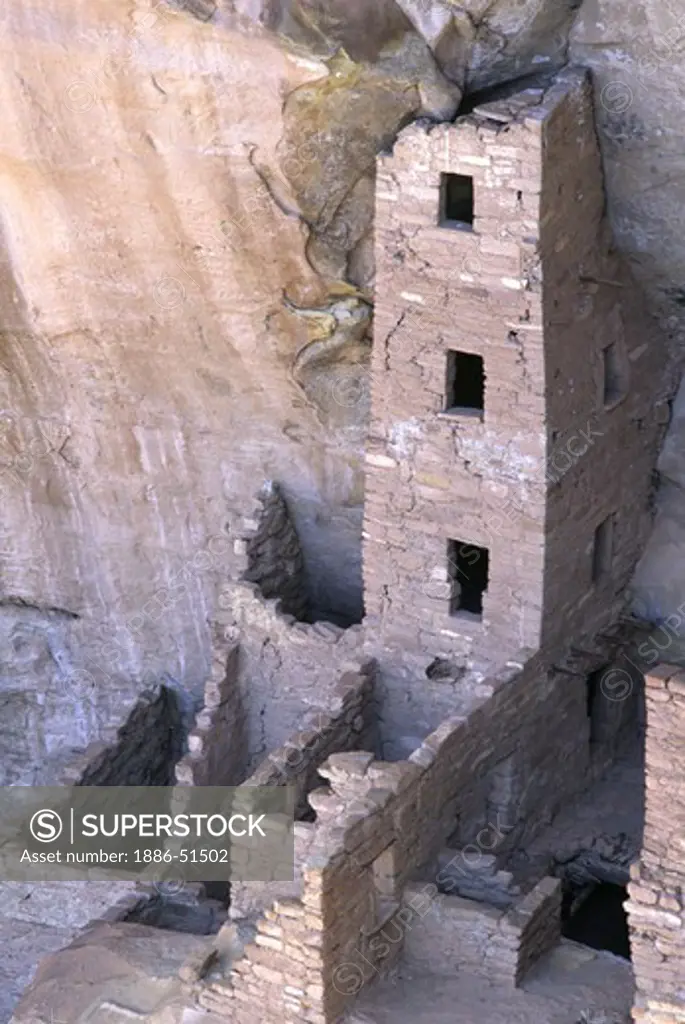 SQUARE TOWER HOUSE is the tallest structure of the ANASAZI ruins of MESA VERDE NP