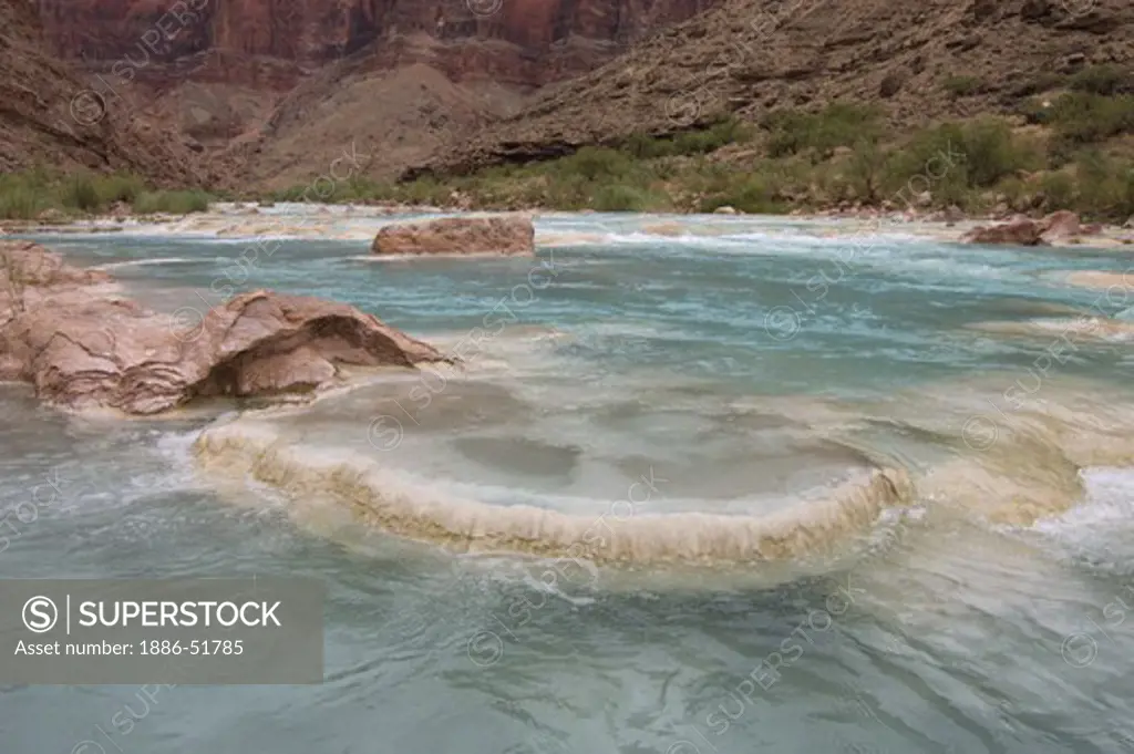 The beautiful turquoise waters of the LITTLE COLORADO RIVER at mile 62 along the Colorado River - GRAND CANYON, ARIZONA