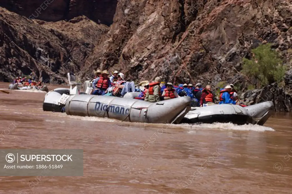 COMMERCIAL RAFTS can hold up to 30 people and make it from Lee's Ferry to take out in 6 days - GRAND CANYON NATIONAL PARK, ARIZONA