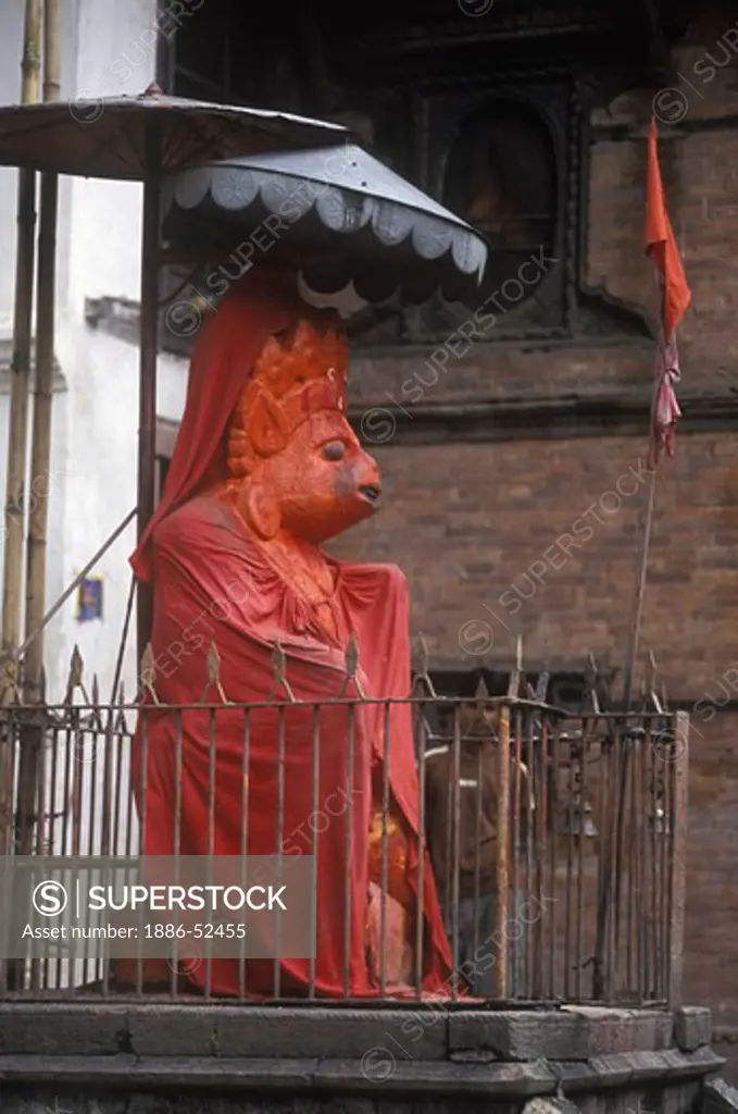 HANUMAN TEMPLE & STATUE (the monkey god) at PASHUPATINATH TEMPLE COMPLEX - KATHAMANDU, NEPAL