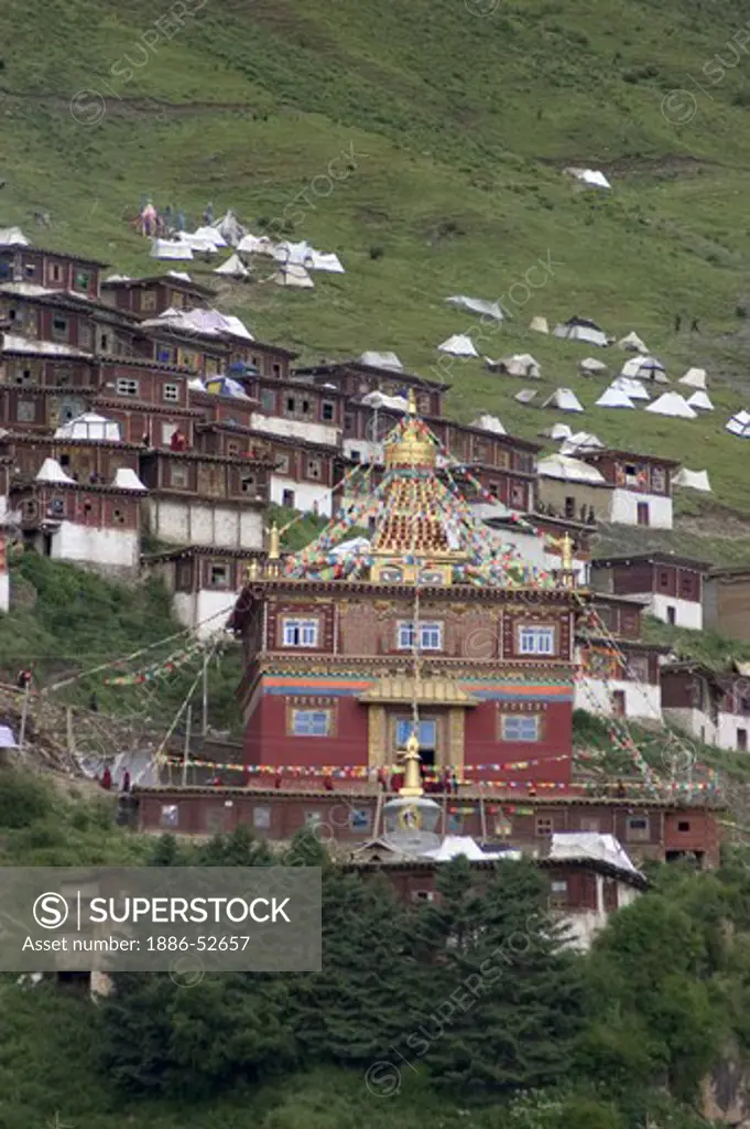 Katok Dorjeden Monastery, first Nyingma Gompa founded in 1159 AD - Kham, (Eastern Tibet), Sichuan Province, China