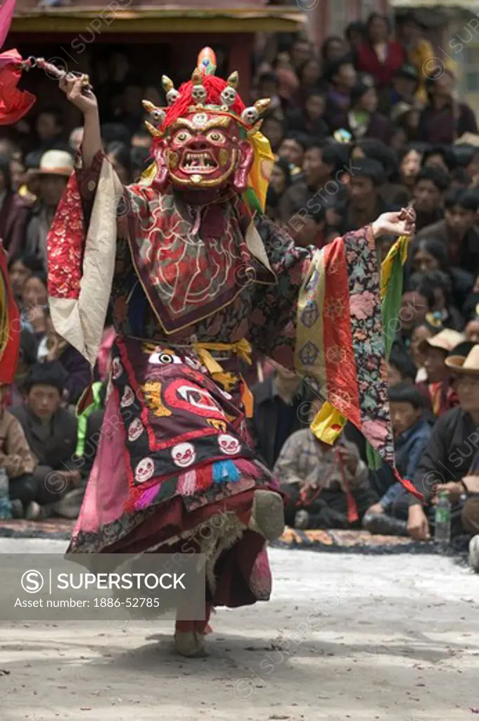 Protector deity tames demons & negativity  at the Monlam Chenpo, Katok Dorjeden Monastery - Kham, (Tibet), Sichuan, China