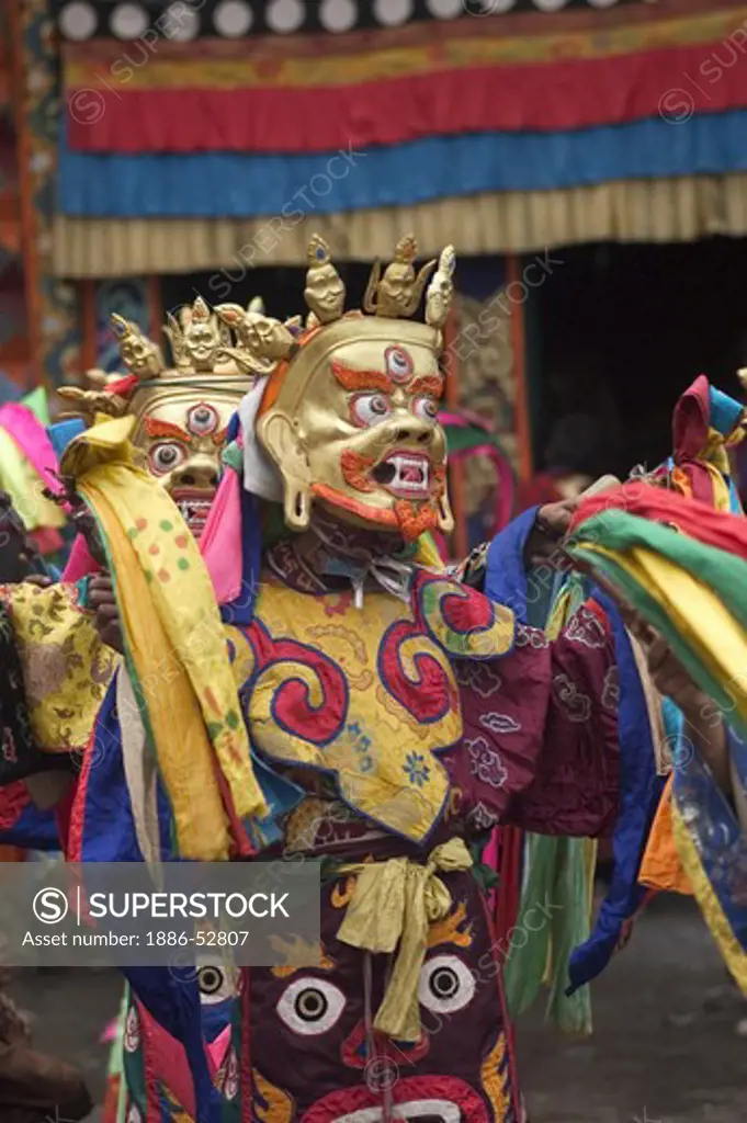 Protector deities dance at the Monlam Chenpo, Katok Dorjeden Monastery - Kham, (eastern, Tibet), Sichuan Province, China