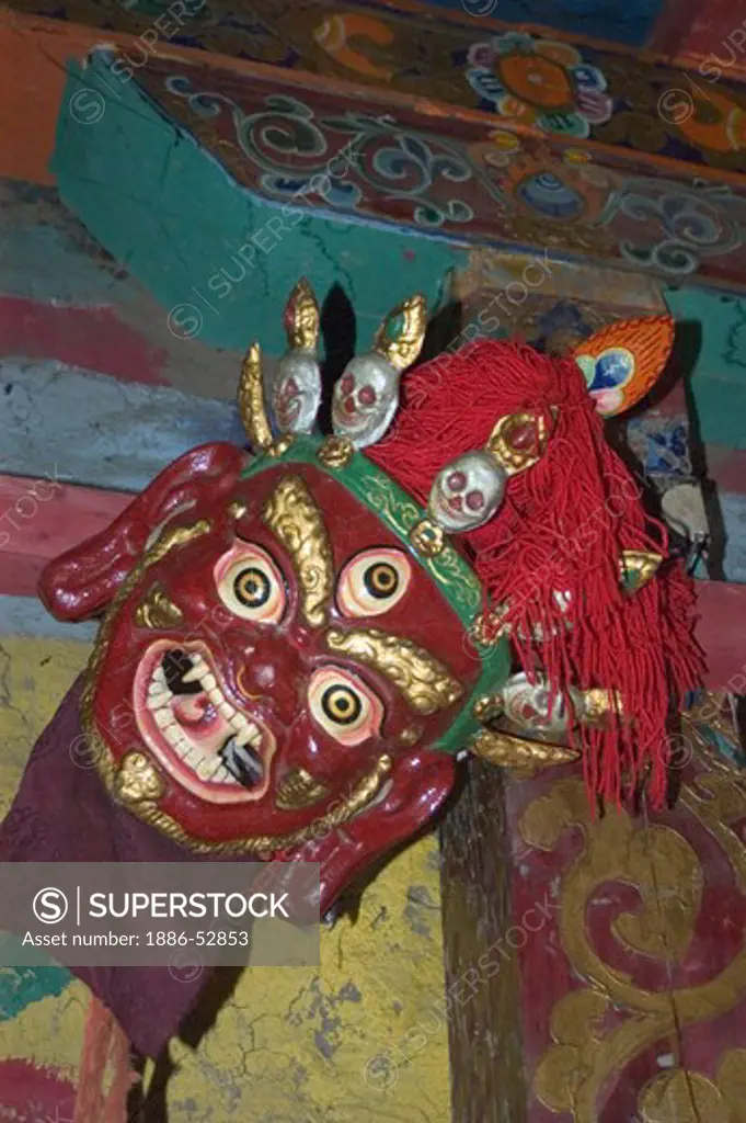 Protector deity mask used in the Monlam Chenpo dances, Katok  Monastery - Kham, (Eastern, Tibet), Sichuan, China