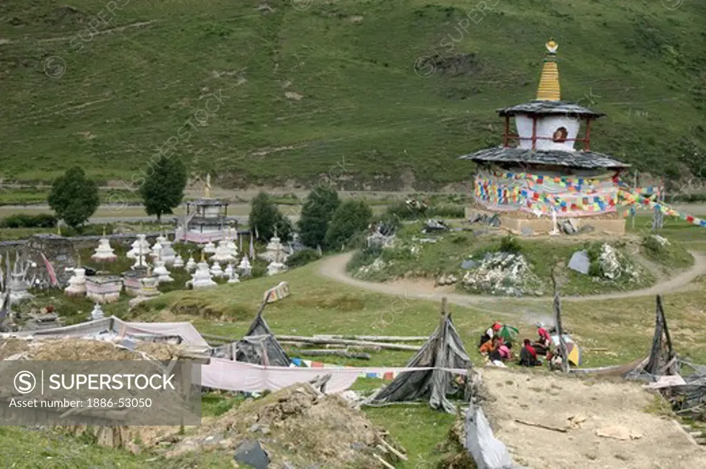 There are over 100 Stupas (chortens) at the Buddhist Monastery of Tagong (Lhagang) - Kham, Sichuan Province, China, (Tibet)