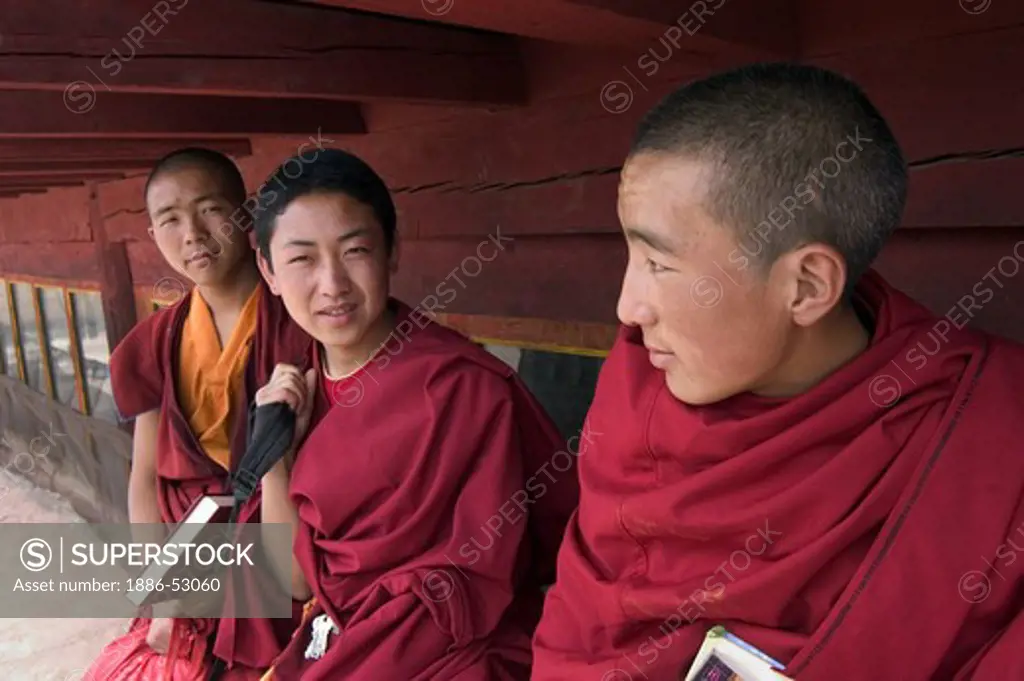 Gelukpa Tibetan Buddhist monk in the Dhokham Garther Monastery - Kham, Sichuan Province, China, (Tibet)