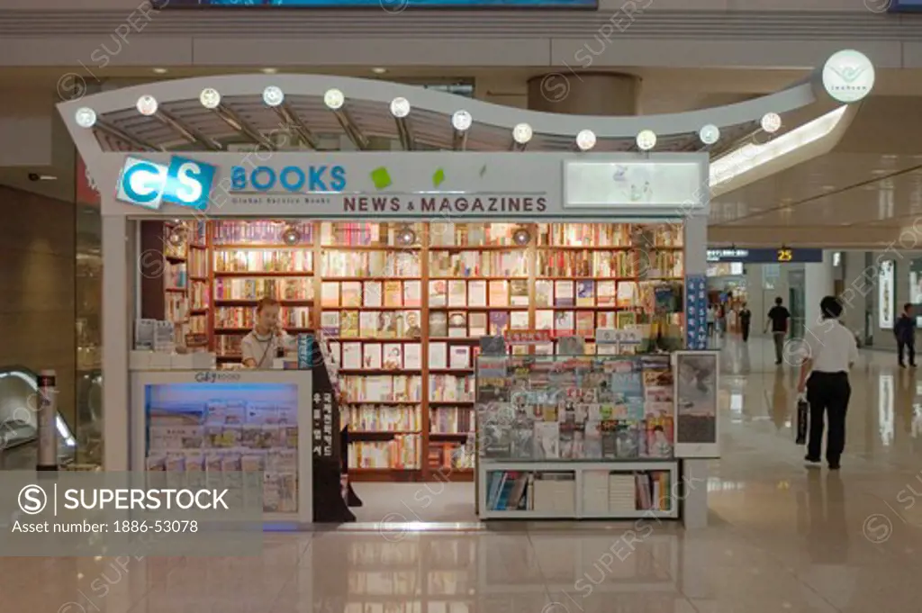 Book and magazine store inside the airport terminal of Seoul, South Korea