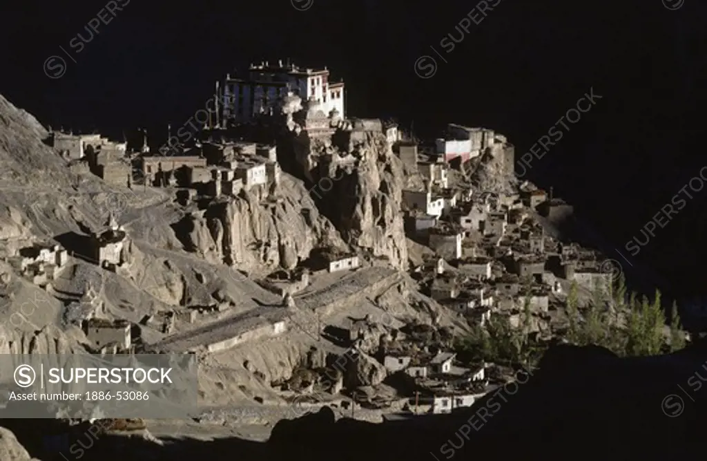 LAMAYURU village and GOMPA (MONASTERY built in the 10th century), perched on ROCK CLIFFS - LADAKH, INDIA