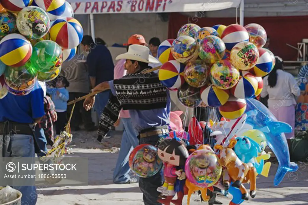 Colorful BALOONS are sold during the DEAD OF THE DEAD - SAN MIGUEL DE ALLENDE, MEXICO