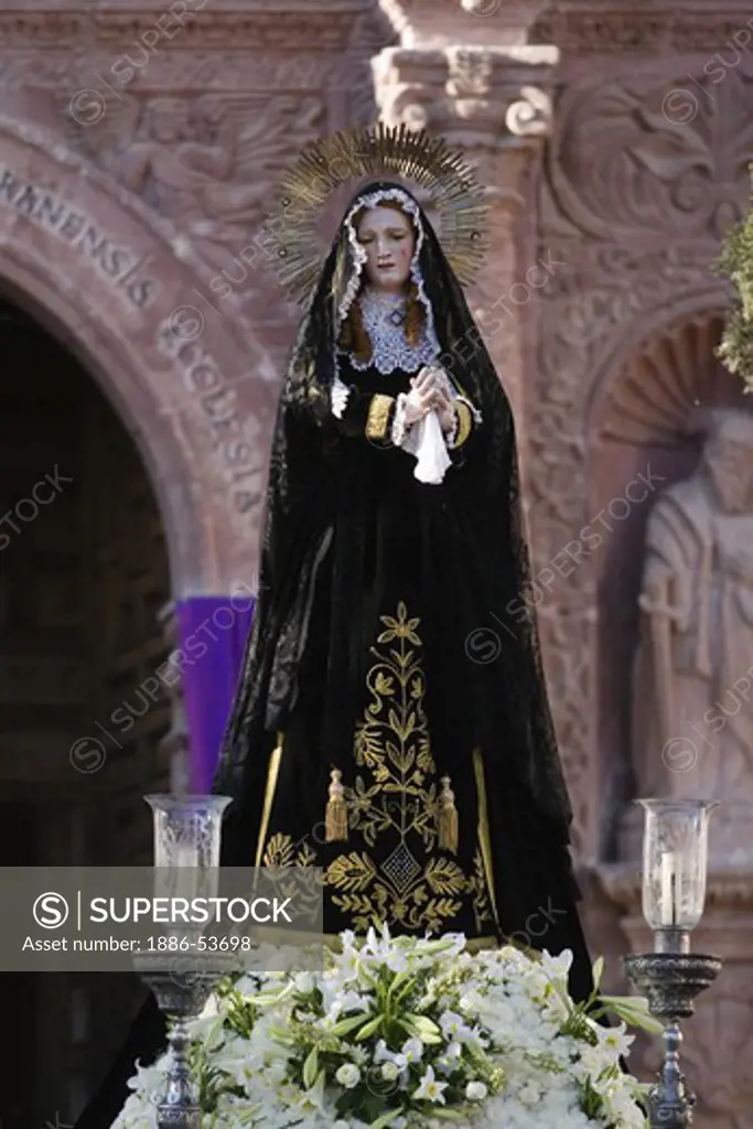 Statue of the MADONNA being carried during EASTER PROCESSION - TEMPLO DEL ORATORIO, SAN MIGUEL DE ALLENDE, MEXICO